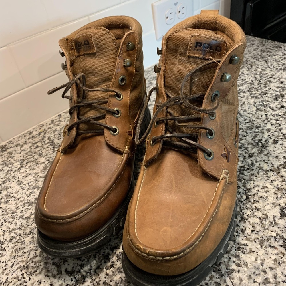 Polo Ralph Lauren Boots Mens Size 13 D Leather Combat Hiking MC4852 Ranger Moc - Picture 3 of 13